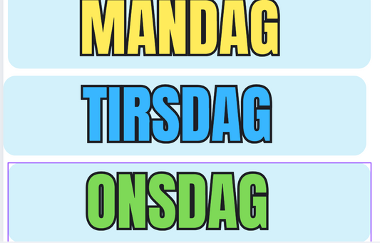 Dagtavle - måneder, ukedager, vær, tall